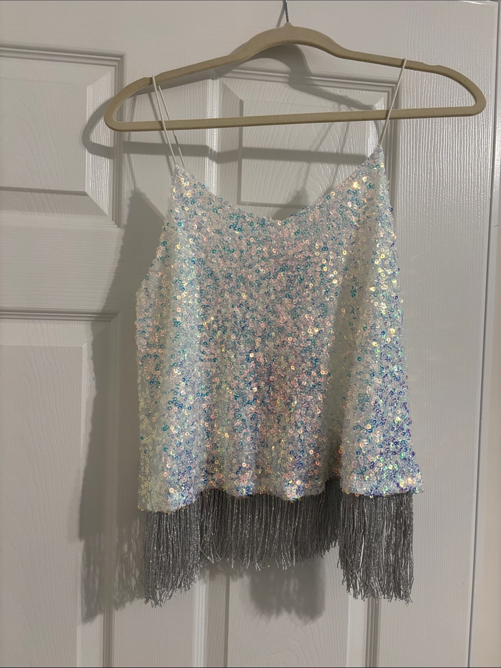 sequin spaghetti strap  top